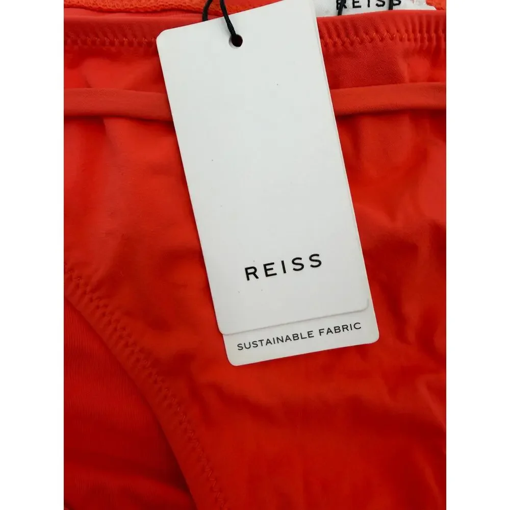 REISS Myra Tanga Bikini Bottoms Size 8 NEW Coral Swimwear Separates Swim